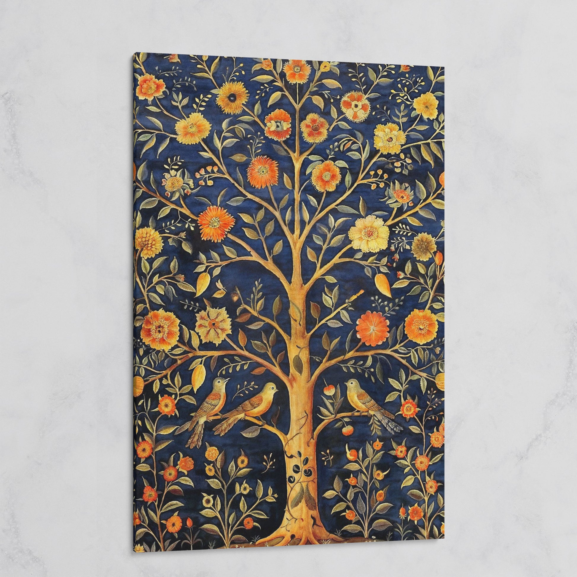Tree of Life with Birds and Fruit Canvas Print on gallery wrap