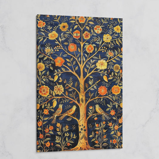 Tree of Life with Birds and Fruit Canvas Print on gallery wrap