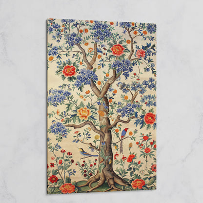 Peony Tree with Birds Canvas Print on gallery wrap