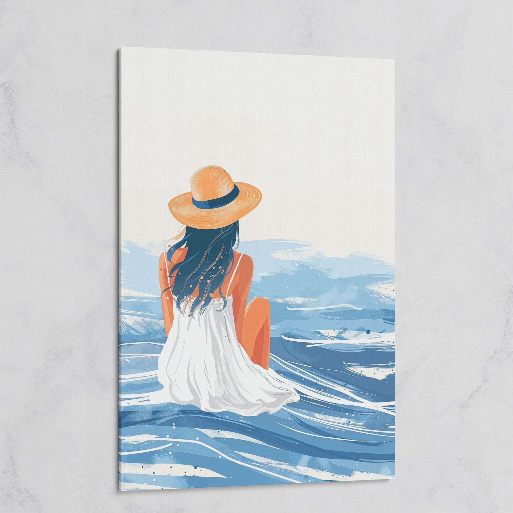 Woman by the Sea Canvas Wall Art in Portrait on gallery wrap