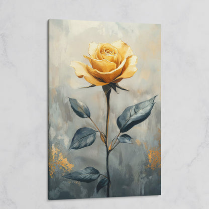 Yellow Rose on Slate Canvas on gallery wrap