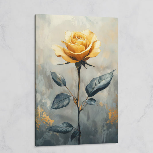 Yellow Rose on Slate Canvas on gallery wrap
