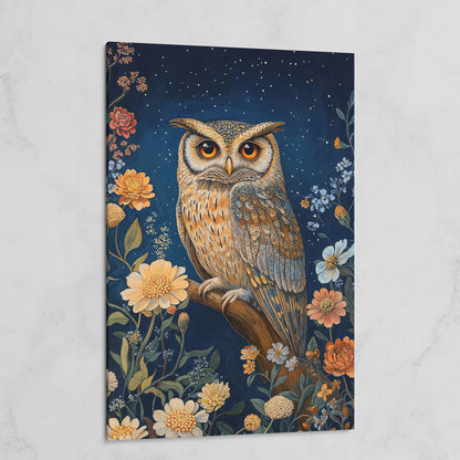 Mystical Owl on Branch Canvas Print on gallery wrap