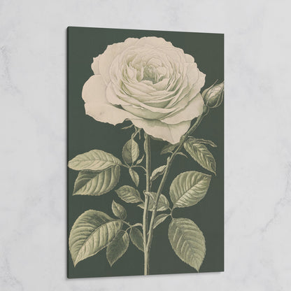 White Rose Botanical Canvas Print on gallery wrap