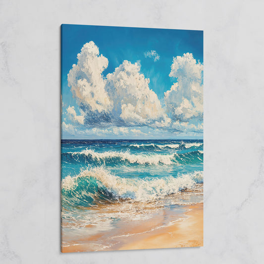 Blue Sky and Ocean Waves Canvas Print on gallery wrap