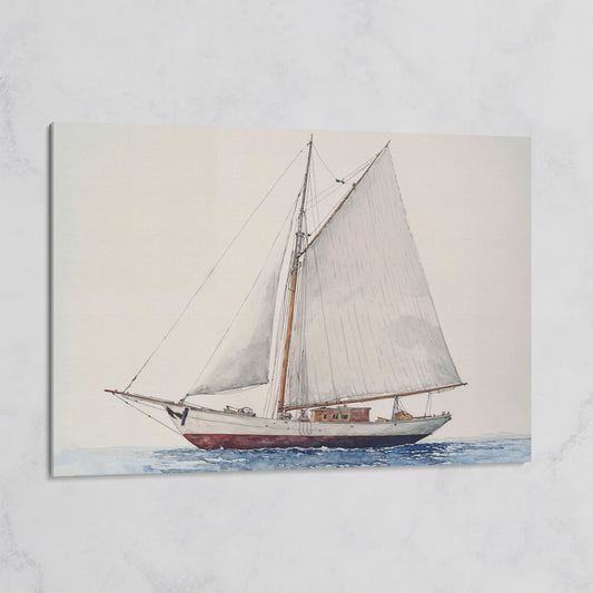 Serene Sailboat Seascape Canvas on gallery wrap