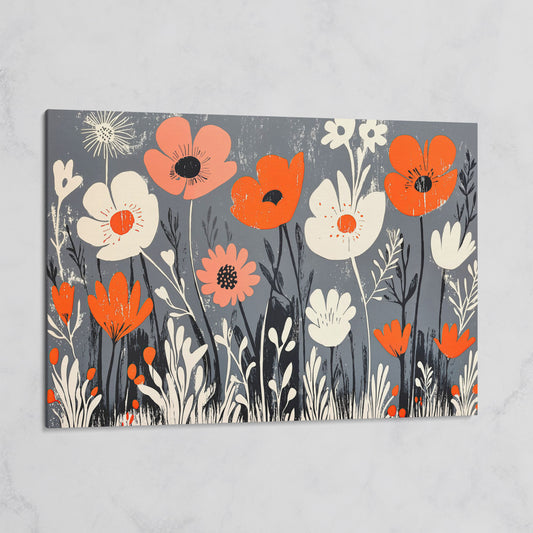 Wildflower Field Canvas Wall Art, Botanical Floral Print on gallery wrap