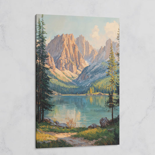 Serene Mountain Lake Canvas Print on gallery wrap