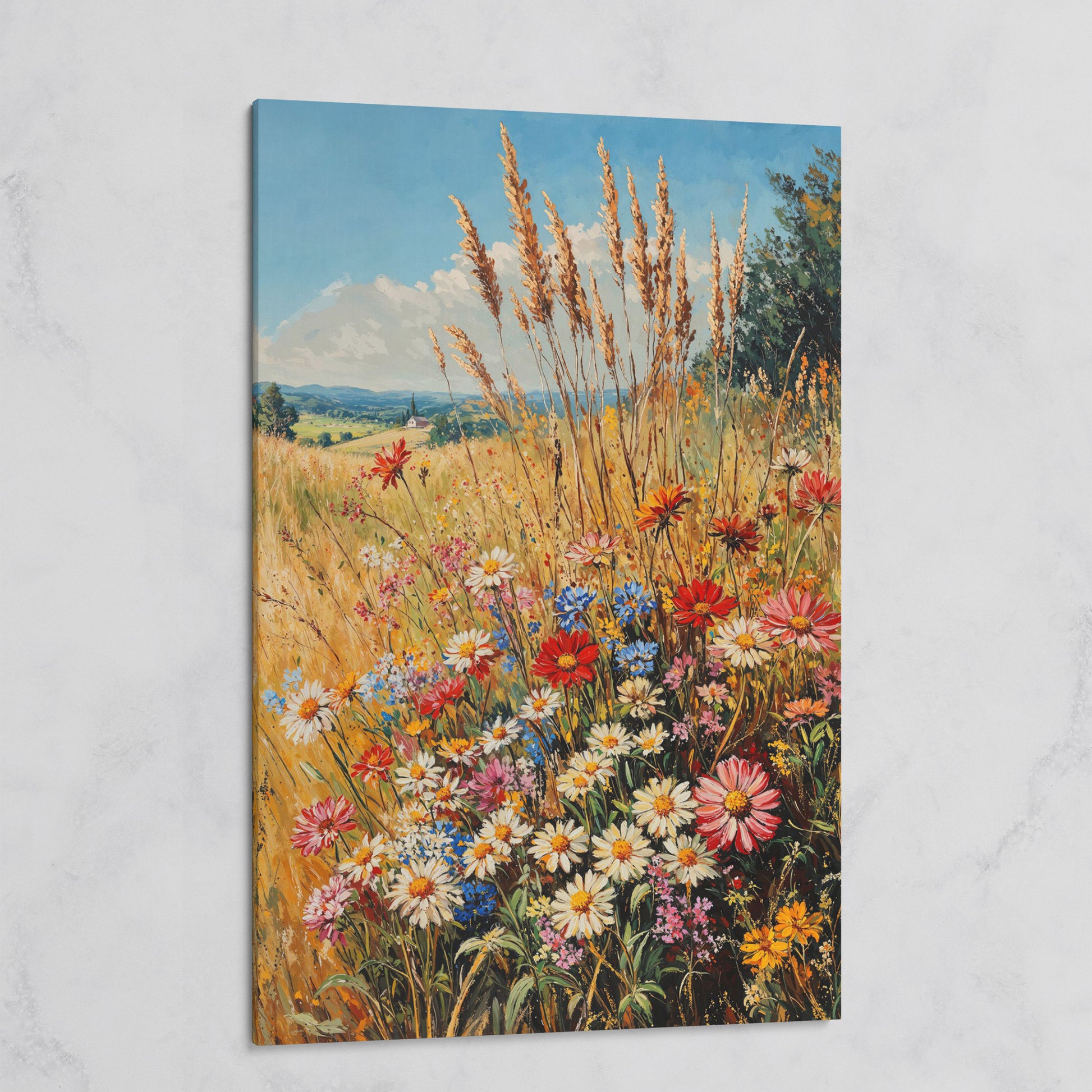Wildflowers and Blue Sky Canvas on gallery wrap