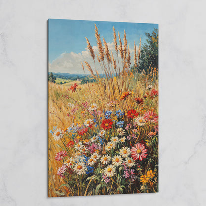 Wildflowers and Blue Sky Canvas on gallery wrap