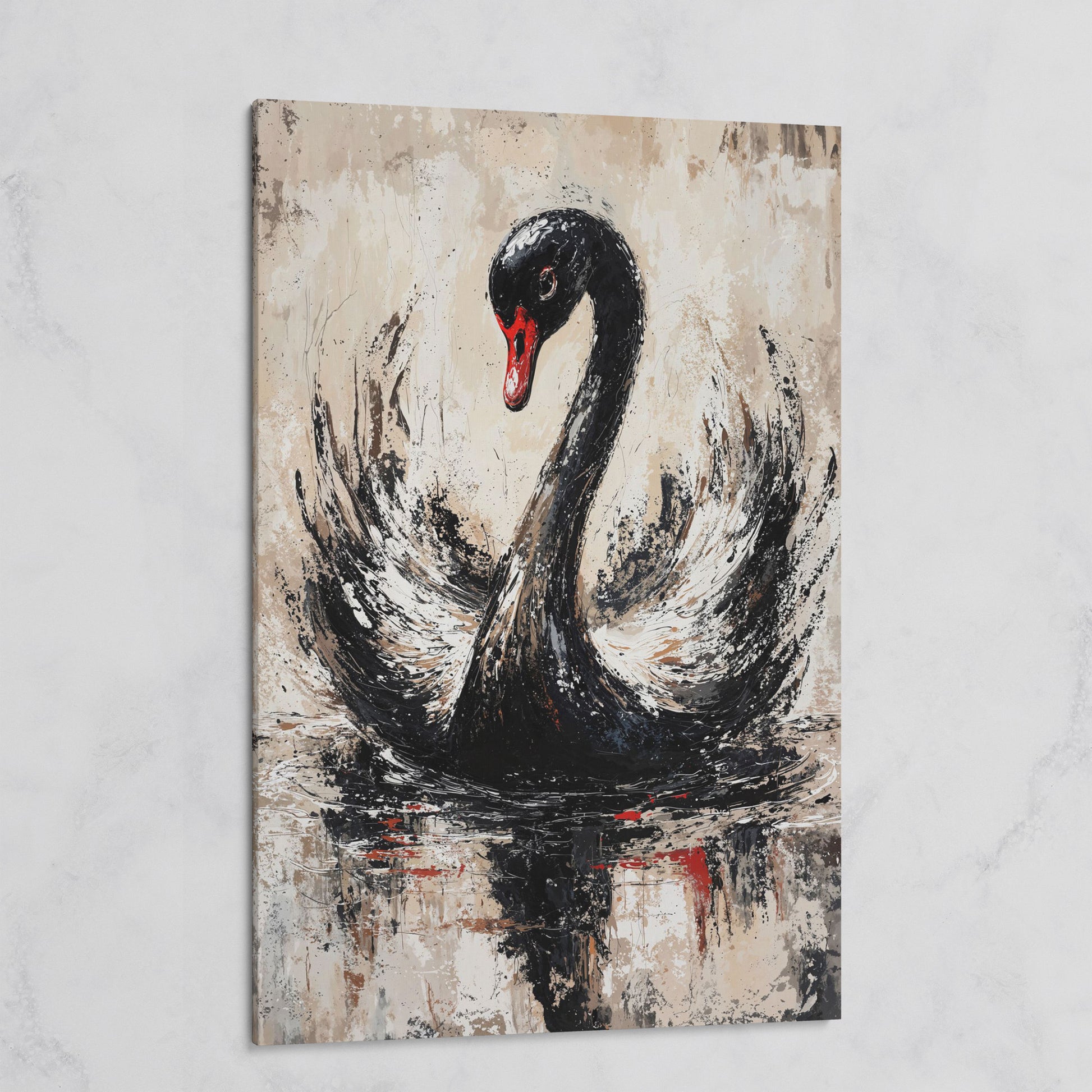 Black Swan Abstract Canvas Print on gallery wrap