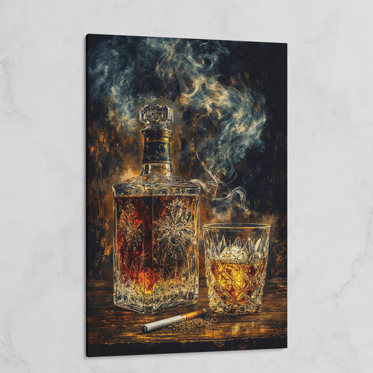 Whiskey in Decanter and Glass Canvas on gallery wrap