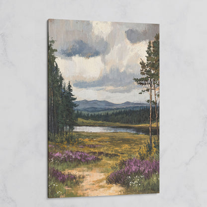Serene Countryside With Lake Canvas Print on gallery wrap