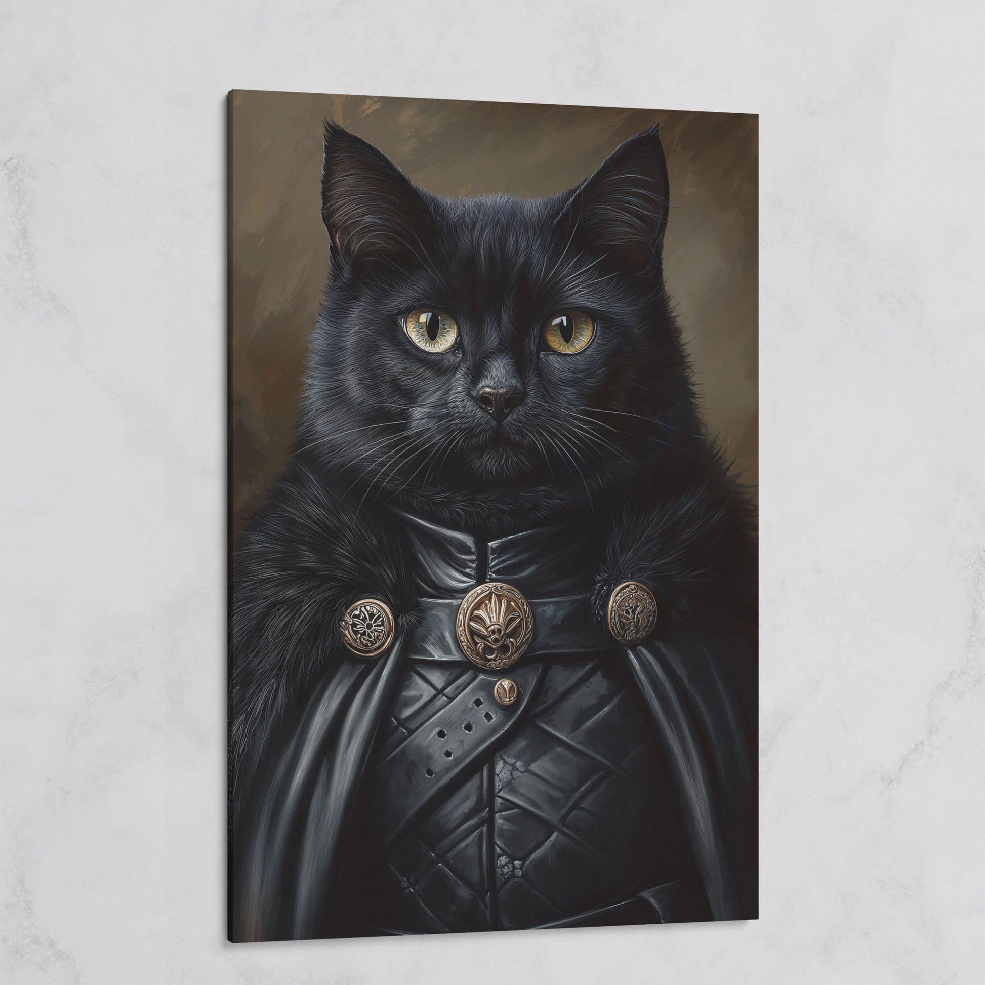 Victorian Black Cat Portrait Canvas on gallery wrap