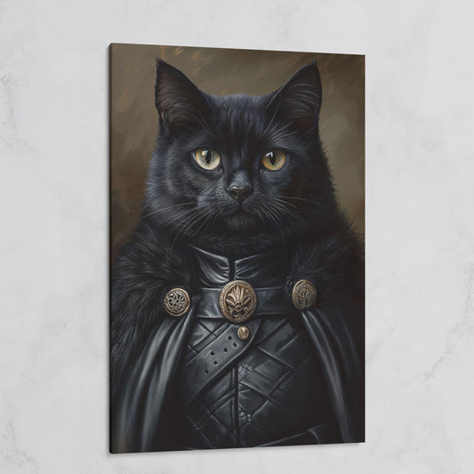 Victorian Black Cat Portrait Canvas on gallery wrap