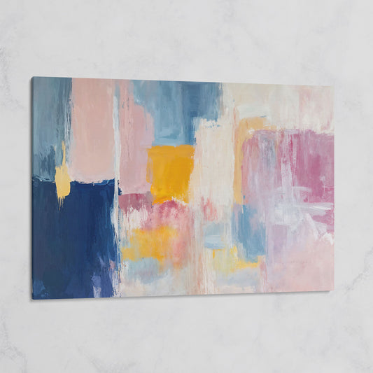 Navy, Blush & Mustard Geometric Canvas on gallery wrap