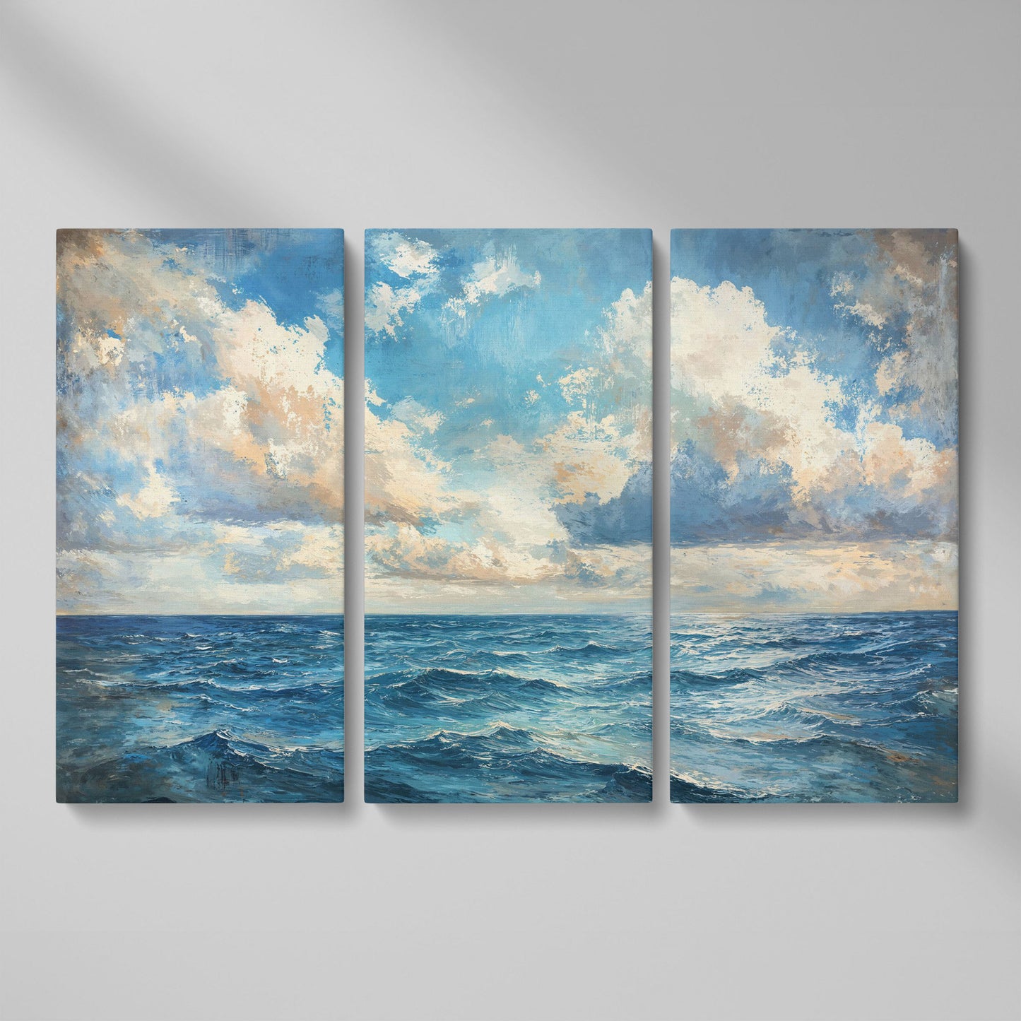 Tranquil Seascape Canvas Print as 3-panel split version