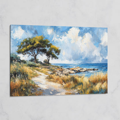 Coastal Path to Blue Water Canvas Art on gallery wrap