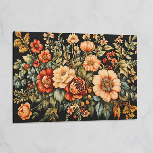 Vintage Flora Bouquet Canvas Print on gallery wrap