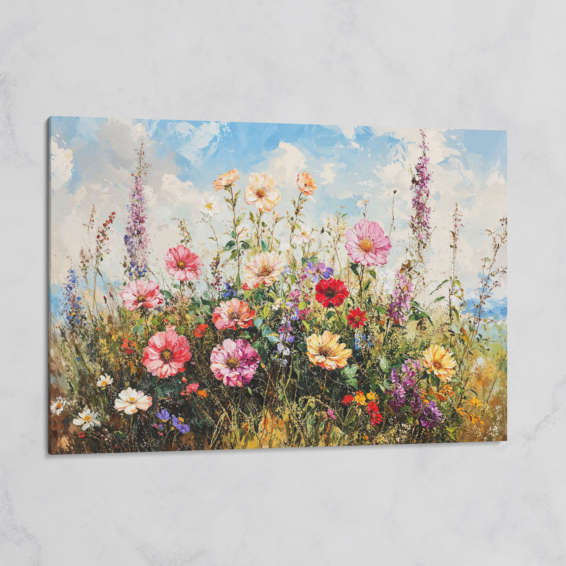 Wildflower Meadow with Cerulean Sky Canvas Print on gallery wrap