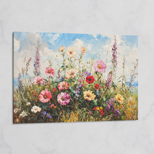 Wildflower Meadow with Cerulean Sky Canvas Print on gallery wrap