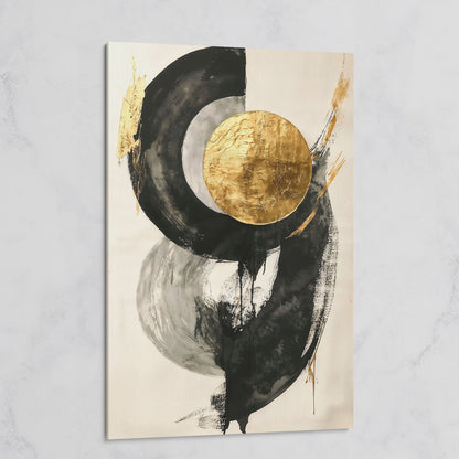 Gold Circle Abstract Canvas Print on gallery wrap