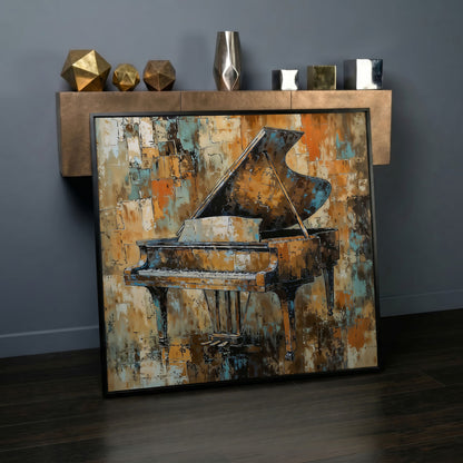 Grand Piano Abstract Canvas in black floating frame
