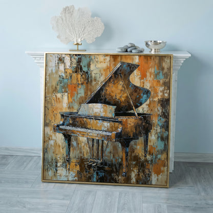 Grand Piano Abstract Canvas in rose gold floating frame