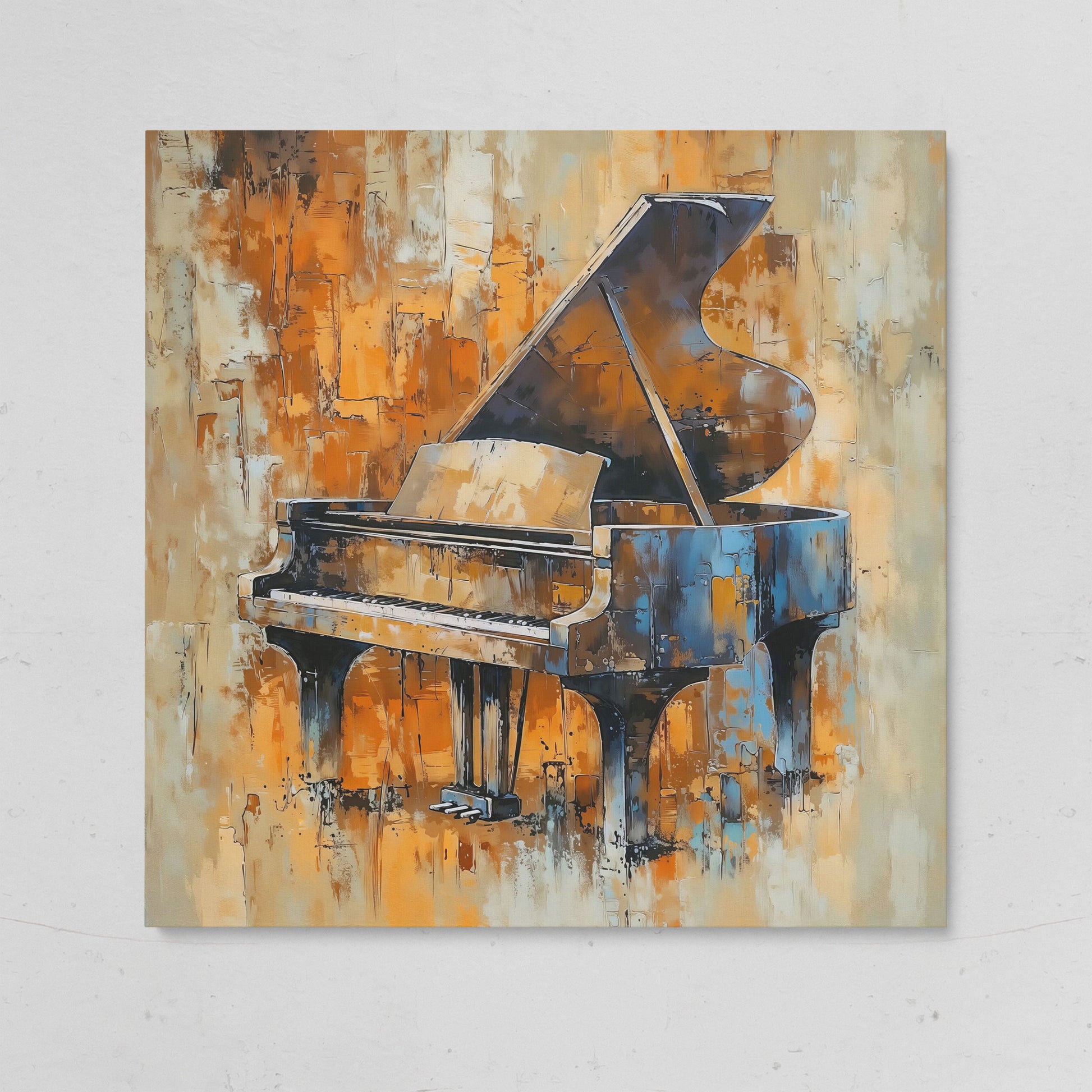 Grand Piano Canvas in Brown and Orange on gallery wrap