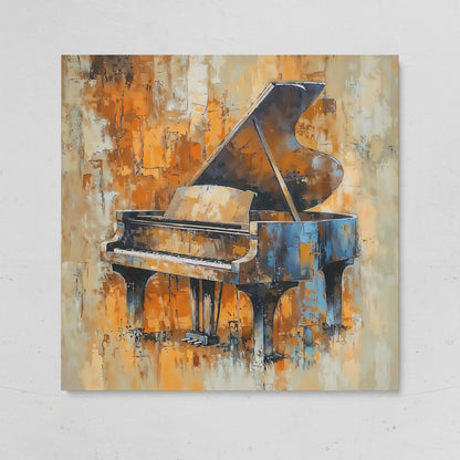 Grand Piano Canvas in Brown and Orange on gallery wrap