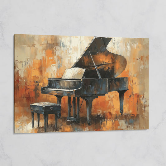 Grand Piano in Charcoal and Sienna Canvas on gallery wrap