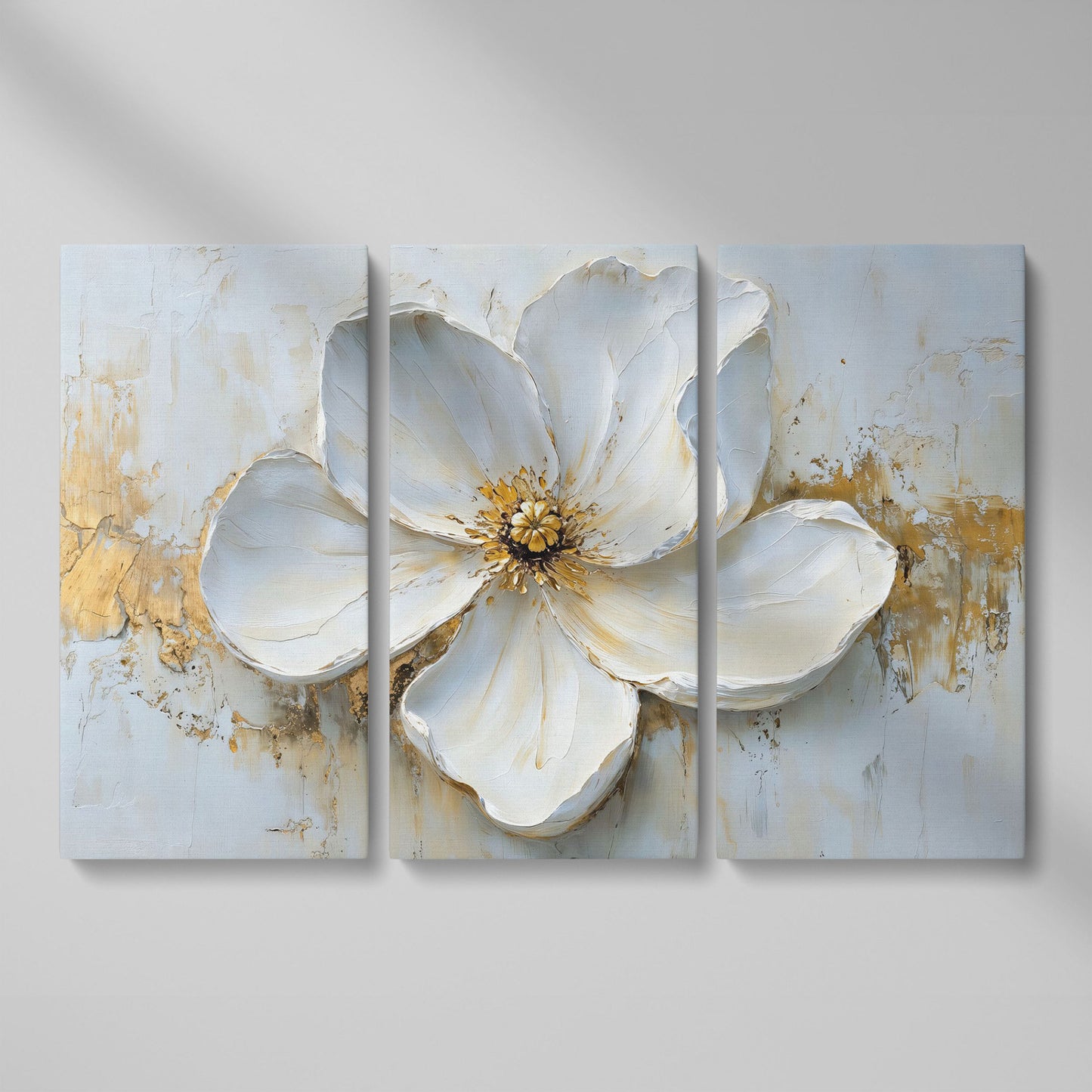 Magnolia with Gold Accents Canvas Print as 3-panel split version