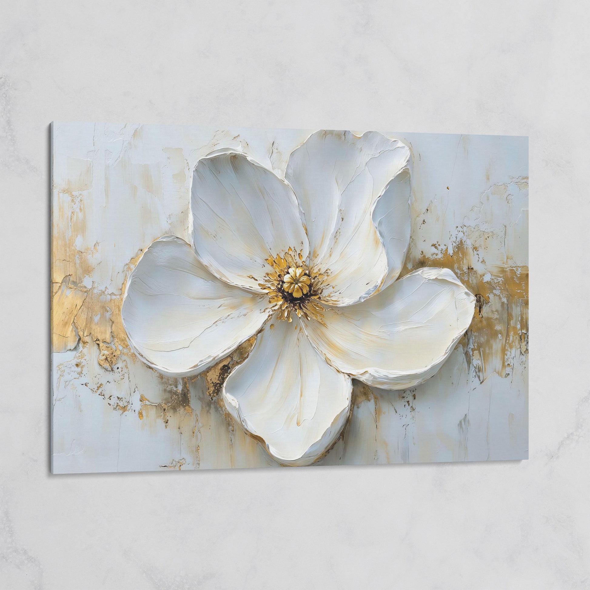 Magnolia with Gold Accents Canvas Print on gallery wrap