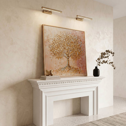 Tree of Life Canvas with Pink and Gold Foliage in white oak floating frame