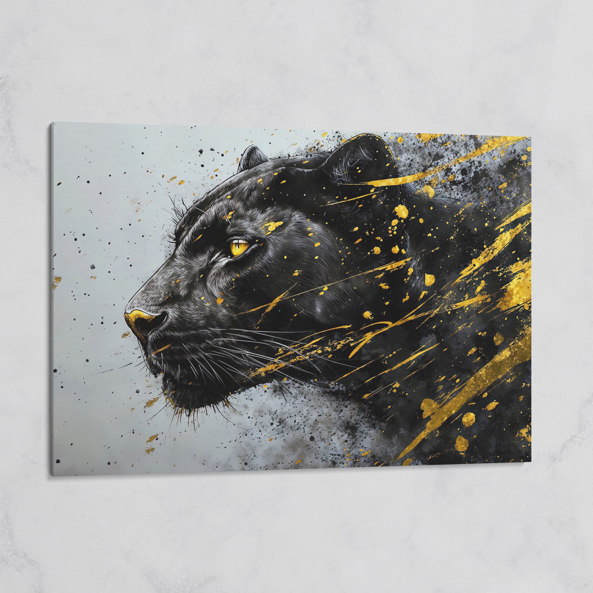Black Panther Side Profile Canvas Art on gallery wrap