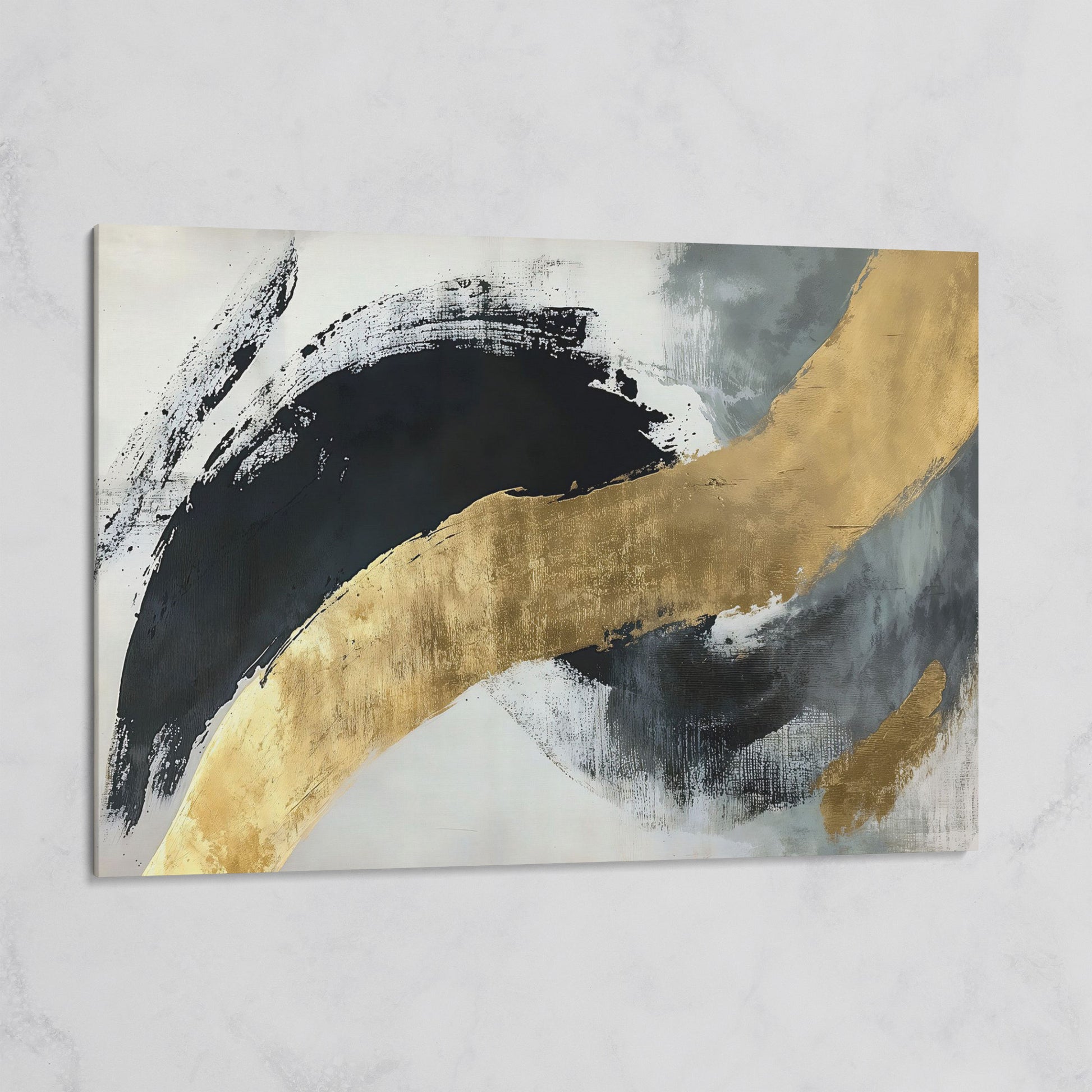 Black and Gold Abstract Canvas on gallery wrap