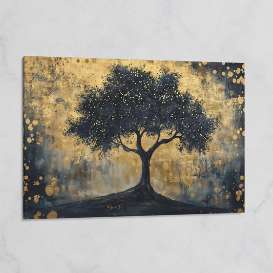 Mystical Beauty Tree Black and Gold Canvas on gallery wrap