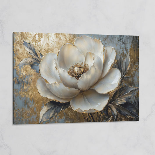 Golden Peony Blossom Canvas on gallery wrap