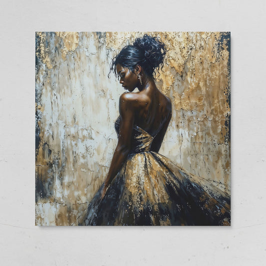 Elegant Lady in Gilded Dress Canvas on gallery wrap
