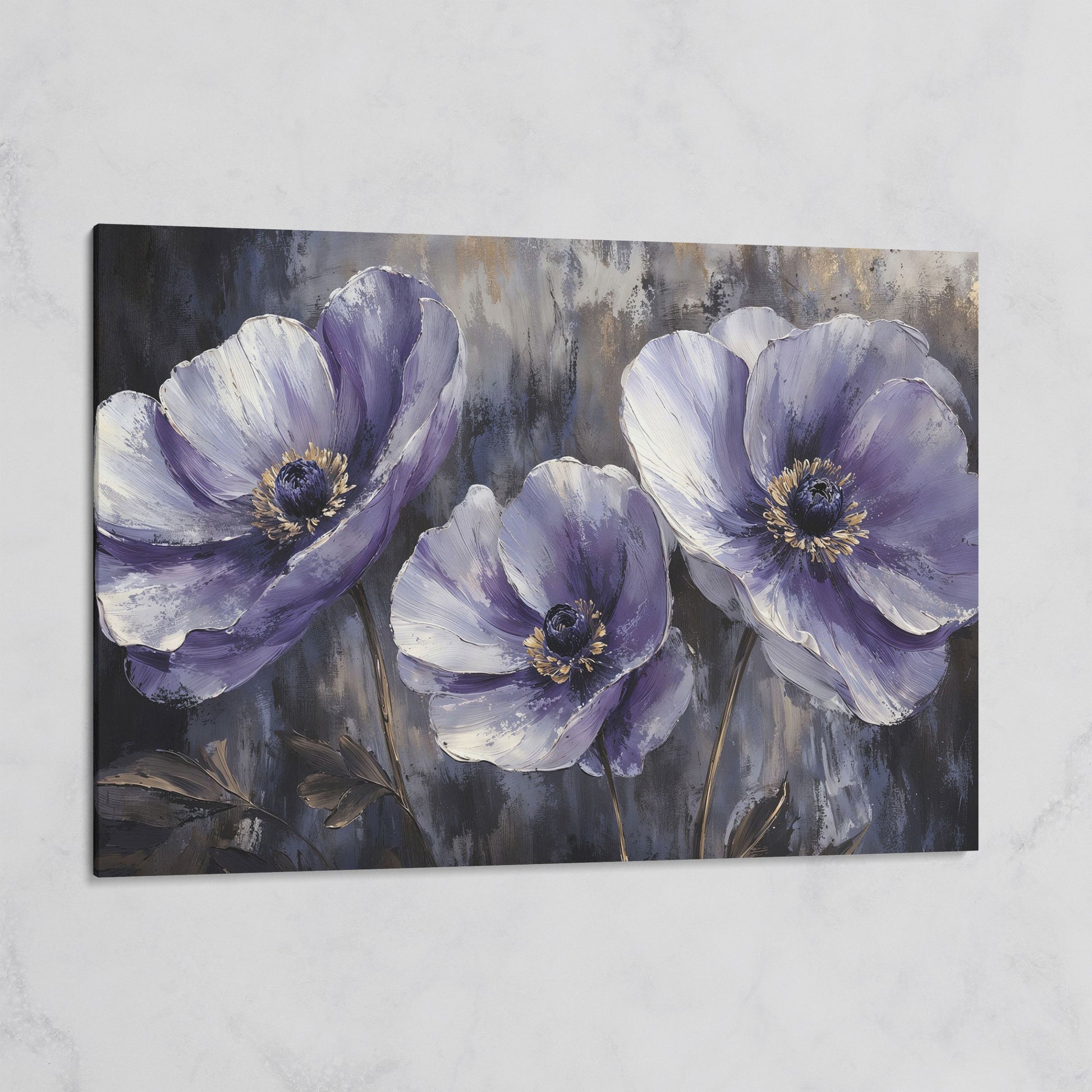 Purple Wildflowers Abstract Canvas on gallery wrap