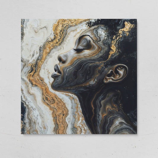 African American Woman with Marble Effect Canvas on gallery wrap