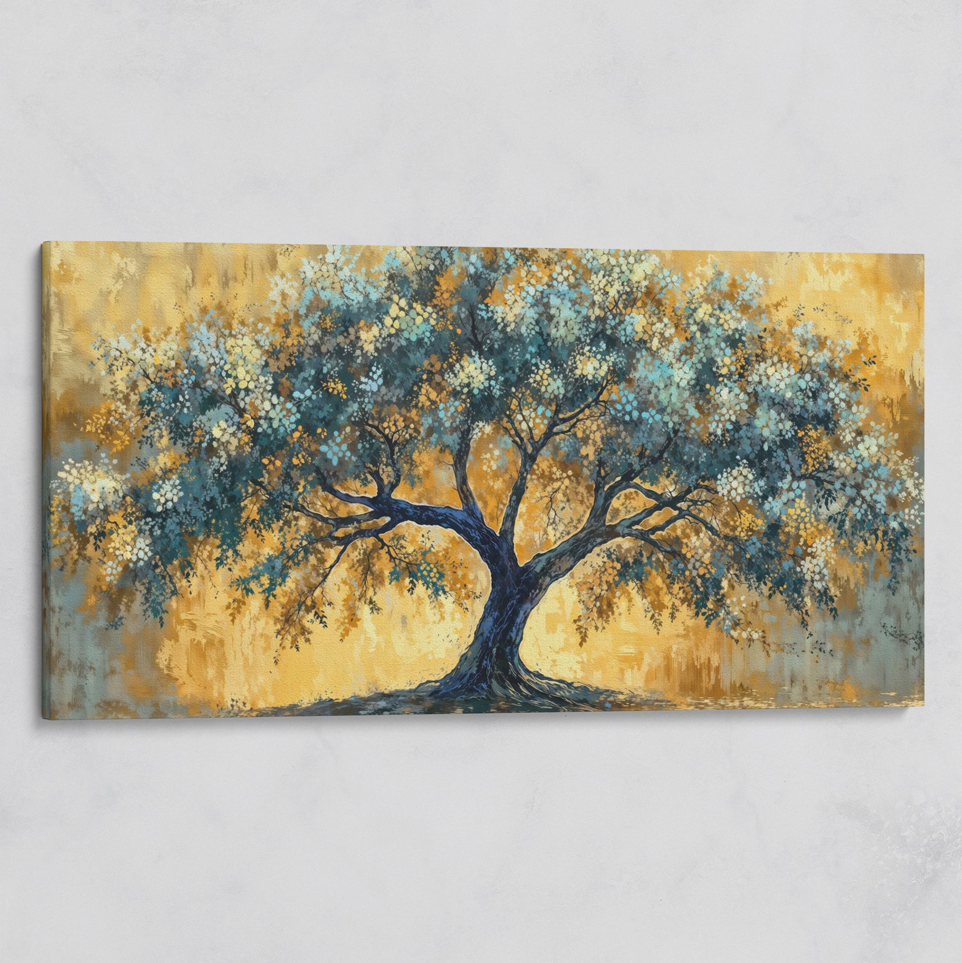 Blue Blossom Tree Panoramic Canvas on gallery wrap