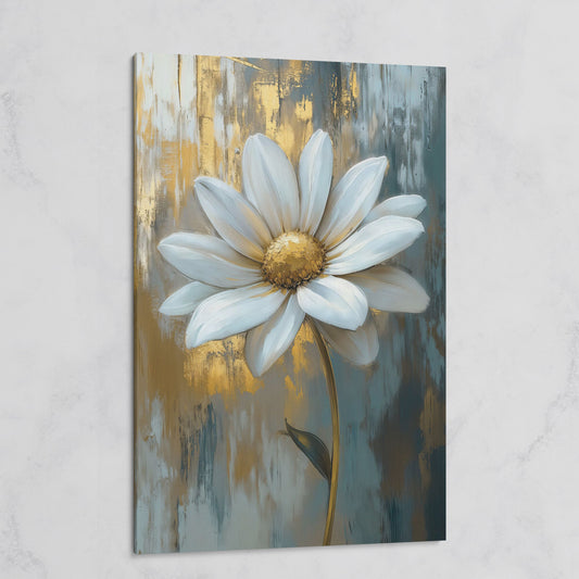 White Daisy with Gold Center Canvas Print on gallery wrap