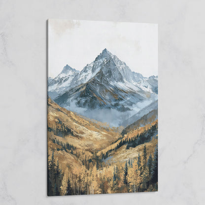 Autumn Forest with Rocky Mountain Canvas Print on gallery wrap
