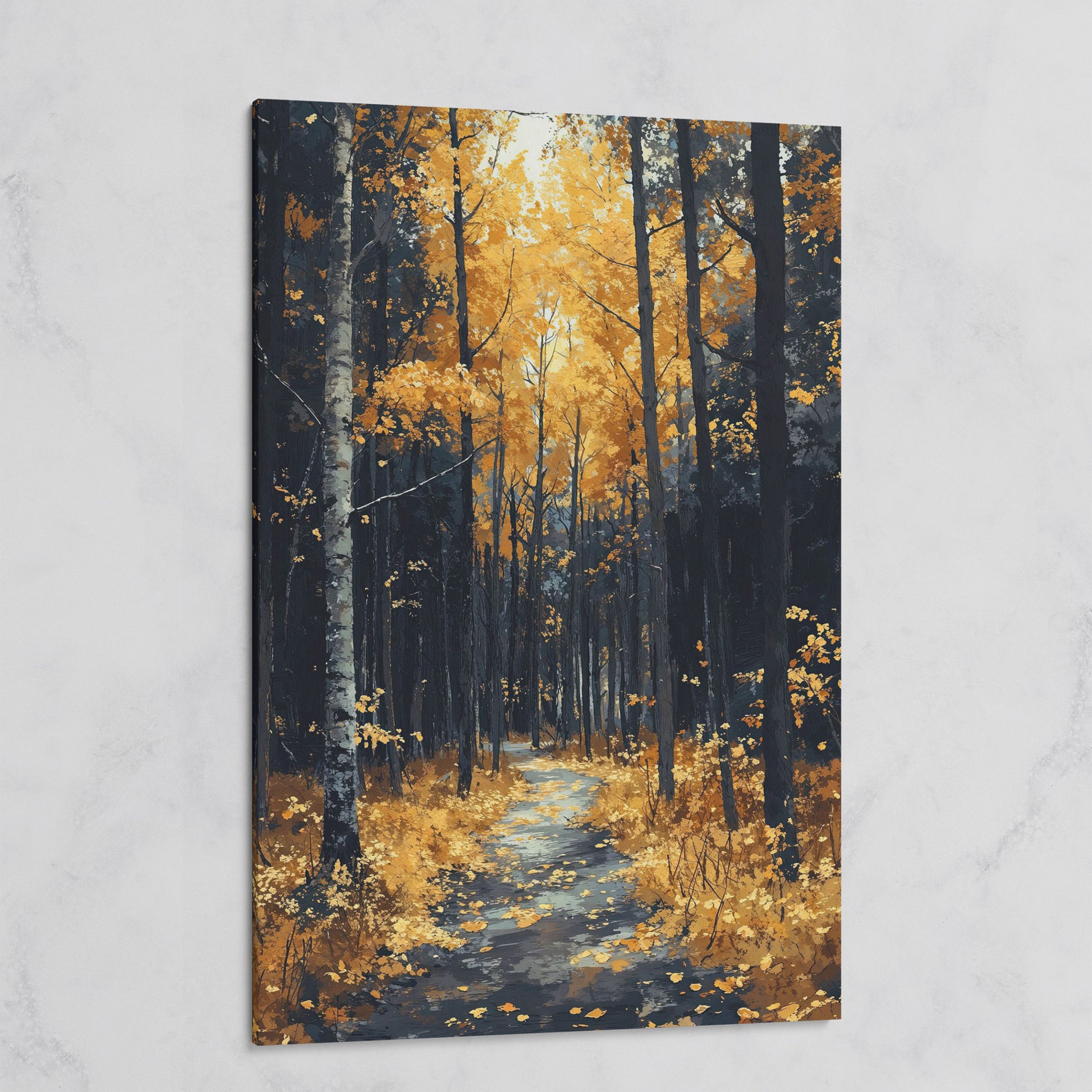 Path in Fall Forest Canvas Print on gallery wrap