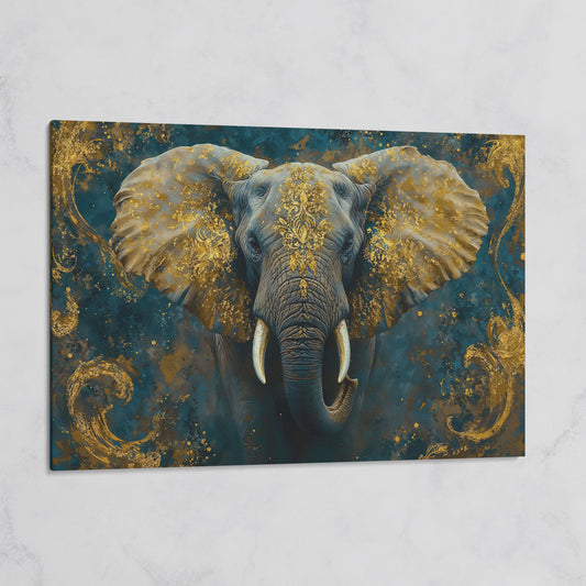Elephant with Gold Accent Canvas Print on gallery wrap