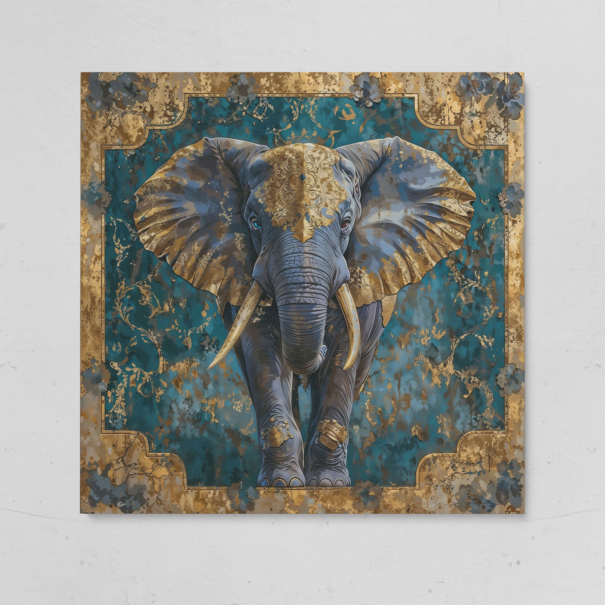 Indian Elephant with Gold Accents Canvas on gallery wrap