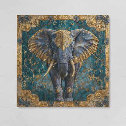 Indian Elephant with Gold Accents Canvas on gallery wrap