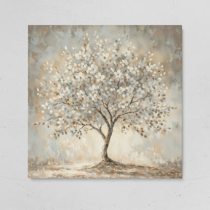 Spring Blooming Tree with White Flowers Canvas on gallery wrap