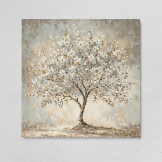 Spring Blooming Tree with White Flowers Canvas on gallery wrap